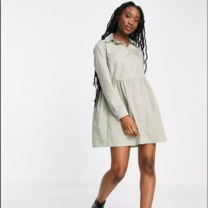 NWOT womens cotton mini smock shirt dress in khaki by ASOS design